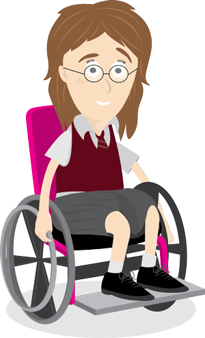 girl in wheelchair smiling